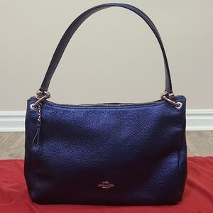 Coach Mia Shoulder Bag Pebble Leather In Navy Blue (Larger Version)